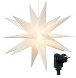 Bonetti 3D Leuchtstern inkl. warm-weißer LED Beleuchtung | für Innen und Außen geeignet | hängend | 7,5 m Zuleitung (weiß, ca. 57x44x48 cm)