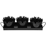 Veemoon 3- Teiliges Kräutertöpfe- Blumenkräutertopf- Set Metall- Pflanzgefäß mit Tablett Kräuter- Pflanzgefäß- Caddy mit Tablett- Set