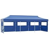 Homgoday Faltzelt Partyzelt Pop-Up mit 5 Seitenwänden 3 x 9 m Blau Faltpavillon Partyzelt Gartenpavillon für Outdoor Garten Camping