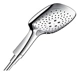 hansgrohe Raindance Select E - Duschkopf, Handbrause mit 3 Strahlarten, eckige Duschbrause (150 x 150 mm), Brausekopf mit Antikalk-Funktion, Chrom, 26550000