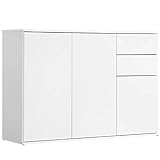 mokebo® Kommode mit Schubladen in Weiß 'Die Elegante', modernes Sideboard aus Holz & Highboard in 117x81x34 (B/H/T in cm)