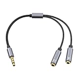 MEIBAOGE Headsets Mikrofon-Splitter-Adapter, 3,5 mm/Typ-C-Kopfhörer- und Mikrofonstecker-Adapter, 3,5-mm-Stecker auf 2 3,5-mm-Buchsen, genießen Sie klaren Klang, ca. 25