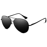 VVA Sonnenbrille Herren Pilotenbrille Polarisiert Pilotenbrille Polarisierte Sonnenbrille Herren Pilot Unisex UV400 Schutz durch V101(1 Schwarz/Schwarz)