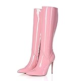 GIARO MILA Premium Stiefel für Damen - elegante High-Heels - Kniestiefel mit hohem Absatz - Damenstiefel - Stöckelschuhe für Frauen - erhältlich in 21 Farben (Rosa Pink Glanz, numeric_46)