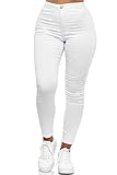 Elara Damen Jeans High Waist Slim Fit Chunkyrayan JS710-1 White 44 (2XL)