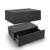 Juskys Wandregal Nachttisch hängend 2er Set Holz 46x30x15 cm BTH - 1 Schublade & Ablage pro Nachtkommode - Wandmontage - Nachtschrank Schw