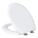 Relaxdays Toilettendeckel mit Absenkautomatik, WC Sitz oval, abnehmbar, Klobrille Duroplast, BxT: 37,5 x 45 cm, weiß