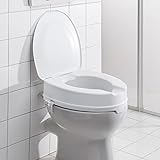 Toilettensitzerhöhung, Toilettenaufsatz WC-Aufsatz mit Hygiene- Ausschnitt & leichter Neigung, 10 cm Erhöhung, Kunststoff, weiß