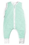 Ehrenkind® Babyschlafsack mit Beinen | Bio-Baumwolle | Ganzjahres Schlafsack Baby Gr. 70 Farbe Mint mit weißen Sternen