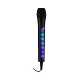 auna Kara Dazzl - Karaoke Mikrofon, Ersatzmikro, Micro, RGB LED-Effekte, 3m Kabel, inkl. 3 x AAA Batterien, 6,3-mm-Klinke-Anschluss, schwarz