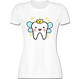 Karneval & Fasching - Zahnfee mit Krone - L - Weiß - zahnarzthelferin Geschenke - L191 - Tailliertes Tshirt für Damen und Frauen T-Shirt