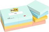Post-it Notes Beach Collection, Packung mit 12 Blöcken, 100 Blatt pro Block, 38 mm x 51 mm, Grün, Gelb, Orange - Selbstklebende Notizzettel für Notizen, To-Do-Listen und Erinnerungen