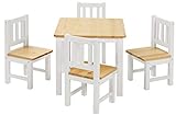 BOMI Stabile Kindersitzgruppe | Baby Möbel Set 4 Stühle und Tisch Amy | aus Kiefer Massiv Holz für Kleinkinder ab 36 Monate bis 6 Jahre