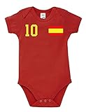 Kinder Baby Strampler Shirt Spain Spanien mit Wunschname + Nummer - Rot 3-6 Monate