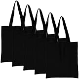 Csafyrt 5pcs schwarze Einkaufstasche 14x16 Schwarzer Leinwandbeutel mit Griff Leicht wiederverwendbares Einkaufstuchsbeutel leere Leinw