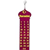Ramadan-Kalender, Roter Filz Ramadan Adventskalender, Ramadan Adventskalender Poster Für Wanddekorationen Zu Hause, muslimische Ramadan Kalender Dekoration für Home Party
