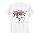 Umriss mit Blumen | Englische Bulldogge T-Shirt