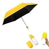 ZN&Z Ultra Leicht und Klein Anti-UV Mini Reise Regenschirm,mit Kreativ Niedlich Kapsel Fall, 5 Faltbarer Kompakt Taschengröße Sonnenschirm Regenschirme, für Frauen Mädchen Kinder