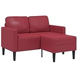 vidaXL 2-Sitzer-Sofa mit Chaiselongue L-Form Weinrot 125 cm Kunstleder, 2-Sitzer-Sofa für Schlafzimmer, Zweisitzer-Couch, 2-Sitzer-Sofa L-F
