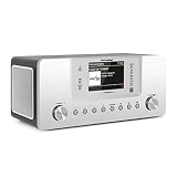 TechniSat DIGITRADIO 574 IR – Stereo-Internetradio (DAB+, FM, WLAN, Bluetooth-Audiostreaming, 4 Zoll Farbdisplay, USB, AUX in, Kopfhöreranschluss, Wecker, 10 Watt, App-/Fernbedienung) Silb