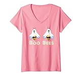 Damen Lustiges Boo Bees Geschenk für Frauen Pink BooBees Scherzkleidung T-Shirt mit V-Ausschnitt