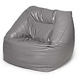 Einzel Sofa Stuhl Mode PU Leder Sitzsack Stuhl Liege Hocker Puff Couch Lazy Tatami Boden Sofa Set Wohnzimmermöbel (Color : Grey)