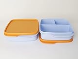 TUPPERWARE Mikrowelle Clevere Pause 2x 550ml Orange Hellblau Lunchbox mit Einteilung + Mini Sieb Lila