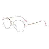 Computerbrille Anti-Blaulicht Ohne Stärke Anti-Müdigkeit UV-Schutz Retro Rund Metallgestell Brillenfassung mit Brillenetuis