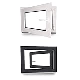Kellerfenster - Kunststoff - Fenster - innen weiß/außen anthrazit - BxH: 70 x 60 cm - 700 x 600 mm - DIN Links - 3 fach Verglasung - 60 mm Profil