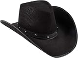 Brandsseller Karneval Kopfbeckung/Hut/Mütze Kostüm/Fasching/ - [ Motive: Cowboy] Damen/Herren Westernhut (Schwarz/Nieten)