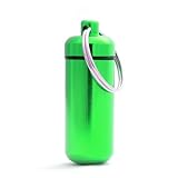 Pillen-Dose, Pillen-Box, Aluminium-Kapsel, Schlüssel-Anhänger mini, wasserdicht, Farbe: grün, Höhe: 45mm