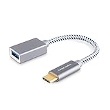 CableCreation USB C auf USB Adapter, 15cm OTG USB Typ C Stecker auf USB-A 3.0 Buchse Kabel Kompatibel mit neuem MacBook (Pro), Dell XPS 13/15, Galaxy S10/S9+/S9/S8, Huawei P20/P10 usw, 15cm/Grau