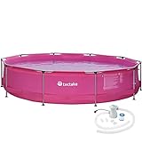 tectake 800580 Swimming Pool, Leichter Auf- und Abbau, robuste und Starke Folie (Pink | Ø 360 cm)