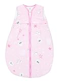 TupTam Baby Ganzjahres Schlafsack ohne Ärmel Wattiert, Farbe: Bärchen Sterne/Rosa, Größe: 80-86