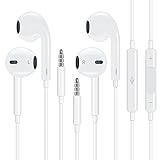 Xcords für 3.5mm In-Ear Kopfhörer 2er Pack Ohrhörer für iPhone Noice-Cancelling Earphones mit Kabel Kopfhörer mit 3,5-mm Anschluss,Mikrofon und Bass für iPhone, iPod, iPad, MP3, Huawei, Samsung
