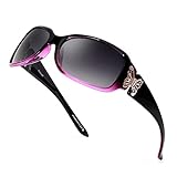 LVIOE Sonnenbrille Damen Groß Polarisiert Schwarz, 80er Klassisch Vintage Sonnenbrille für Frauen mit 100% UV-Schutz