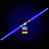 GOODS+GADGETS Doppelklingen Laserschwert Lichtschwert Laser Sword 138 cm Schwert mit Beleuchtung & Sound (Blau)