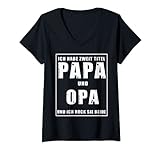 Damen Ich Habe Zwei Titel Papa Und Opa Und Ich Rocke Sie Beide T-Shirt mit V-Ausschnitt