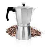 ACTIV CUISINE Espressokocher 14 Tassen aus Aluminium, Espressokanne Espresso Mokka Maker Mokkakanne italienische Kaffeekocher mit transparenter Deckel, nicht für Induktion, 700