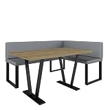 Eckbank Akiko Metal mit Tisch - Eckbankgruppe für Ihrem Esszimmer, Küche modern, Sitzecke, Essecke. Perfekt für Küche, Büro und Rezeption. Solide und Starke Verarbeitung. (Soft 29, 168x128 rechts)