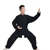 BINTING Tai-Chi-Uniform, Kung-Fu-Kostüme, Kampfsport-Anzug, Kleidung, Unisex, chinesisches Wushu, schwarz und weiß, atmungsaktiv, weich, Übung, Zen, Kungfu, Taiji, Anfänger, Sport,Schwarz,S
