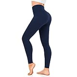 FuelMeFoot Leggings Damen High Waist Blickdicht Leggins mit Bauchkontrolle Slim Fit Angenehm Weiche Elastische Sportleggings.1 Pack-04-Blau S/M