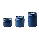 LLRZ Vorratsdosen mit Deckel, Vorratsdosen aus Keramik, für Kaffee, Zucker, Tee, Bohnen, 3er-Set (Farbe: Blau)