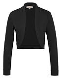 Damen stilvolle 50er Jahre Langarm Solid Color Abendkleid Mantel Achselzucken Schwarz 823 S