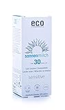 eco cosmetics eco Sonnenmilch 30+ sensitive, wasserfest, vegan, ohne Mikroplastik, Naturkosmetik für Gesicht und Körper, 1 x 75 ml