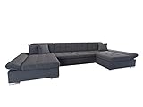 Ecksofa Alia mit Regulierbare Armlehnen, 2 Bettkasten und Schlaffunktion, U-Form Eckcouch vom Hersteller, Sofa Couch Wohnlandschaft (Boss 12)