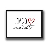 HUURAA! Poster Lemgo verliebt Deko Wandbild A1 594 x 841mm mit Namen deiner lieblings Stadt Geschenkidee für Freunde und Familie