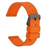 WOCCI Uhrenarmbänder – Premium Silikon Gummi Ersatzbänder mit schwarzer Schnalle (18mm 20 mm 22 mm 24 mm) Casual Band Width:22mm Orange