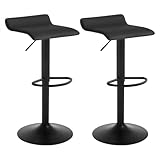 WOLTU Barhocker 2er Set, Höhenverstellbarer Barstuhl, 360° drehbarer Bistrohocker mit Fußstütze, aus Kunstleder Metall, für Bar Küche Theke Café, Schwarz+Schw