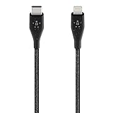 Belkin Boost Charge USB-C-Kabel mit Lightning Connector und Band (mit DuraTek hergestellt) – USB-C-/Lightning-Kabel für iPhone 13, 13 Pro, 13 Pro Max, 13 mini und ältere Modelle, 1,2 m - Schwarz